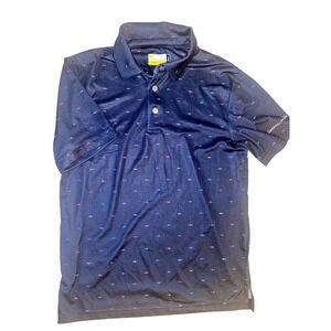 Nicklaus‎ Boys Golf Polo Shirt Blue Fish Print Short Sleeve Kids Medium 10/12